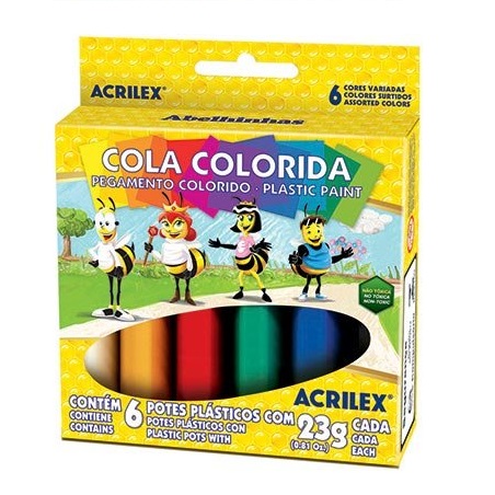 Cola colorida Acrilex (6 unidades)